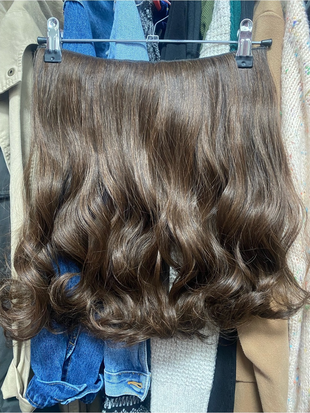 Natural Chestnut Brown Halo with clips Hair Extensions - Women Hair